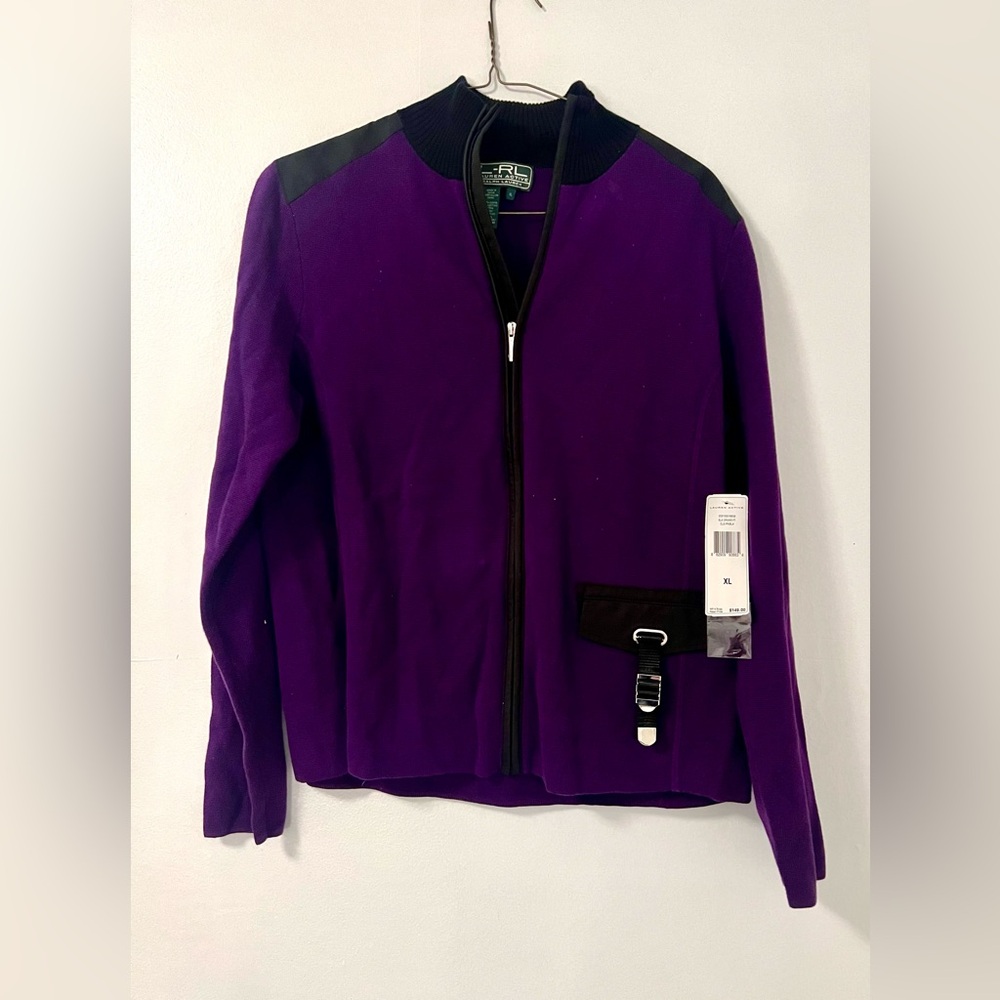 NWT Ralph Lauren Womens Purple Cotton Long Sleeve Sweater Size XL